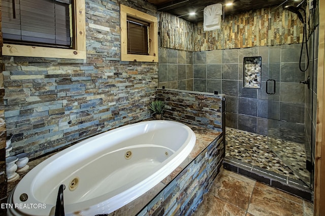 3505 Mountain Tyme Way, Sevierville, TN 37862 - bathroom with a shower stall, tile walls, and a whirlpool tub