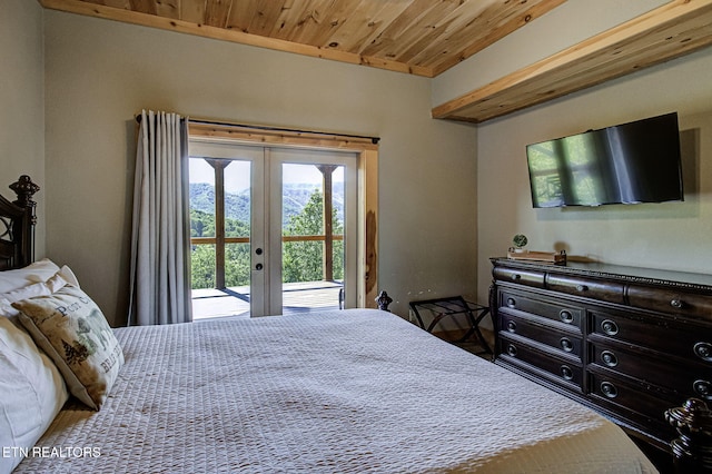 3505 Mountain Tyme Way, Sevierville, TN 37862 - bedroom with wooden ceiling, french doors, and access to exterior