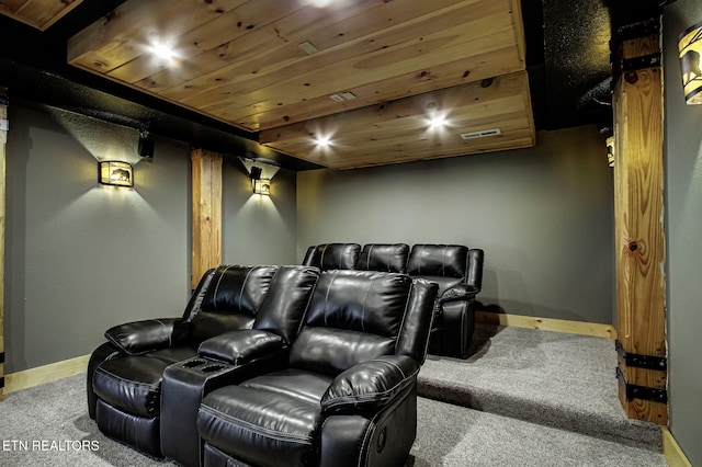 3505 Mountain Tyme Way, Sevierville, TN 37862 - home theater featuring baseboards, wood ceiling, and carpet floors