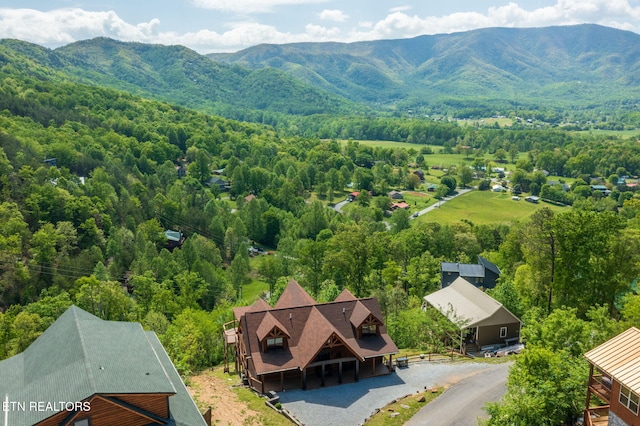 3505 Mountain Tyme Way, Sevierville, TN 37862 - drone / aerial view featuring a view of trees and a mountain view