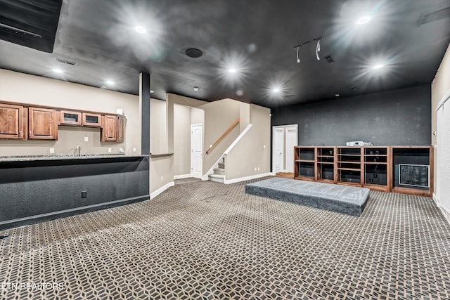 10033 Autumn Valley Ln, Knoxville, TN 37922 - interior space with visible vents, baseboards, recessed lighting, stairs, and carpet flooring