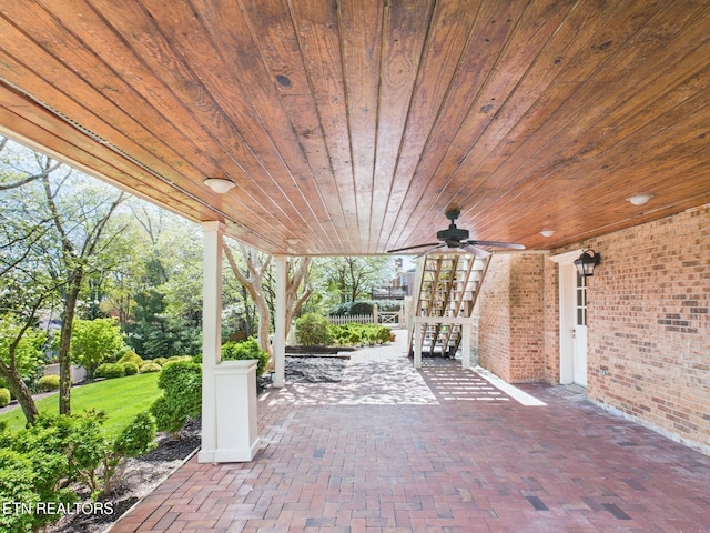 view of patio / terrace featuring a ceiling fan