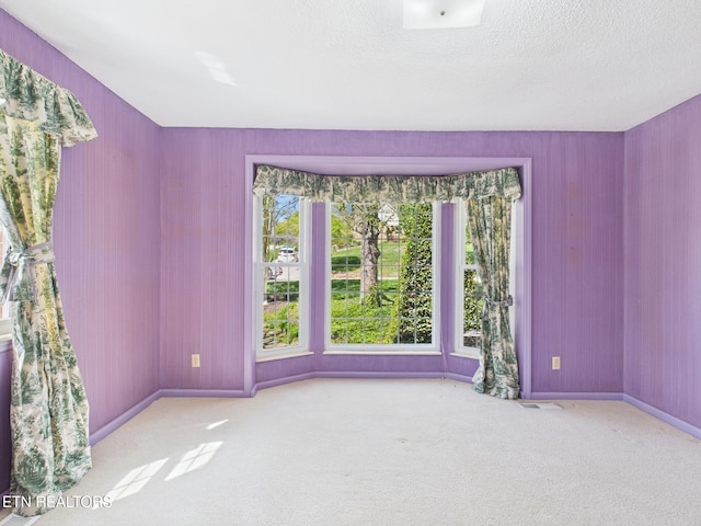 spare room with visible vents, baseboards, and carpet