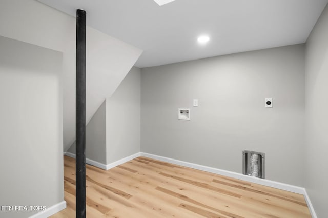 interior space with recessed lighting, visible vents, baseboards, and wood finished floors