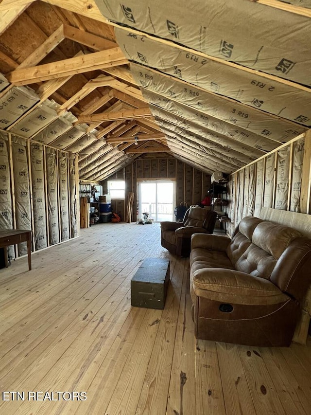 view of unfinished attic