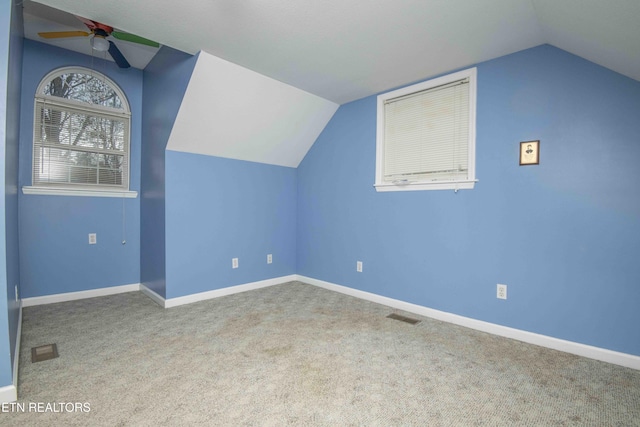 211 Peanut Ln, New Tazewell, TN 37825 - bonus room featuring carpet flooring, lofted ceiling, baseboards, and ceiling fan