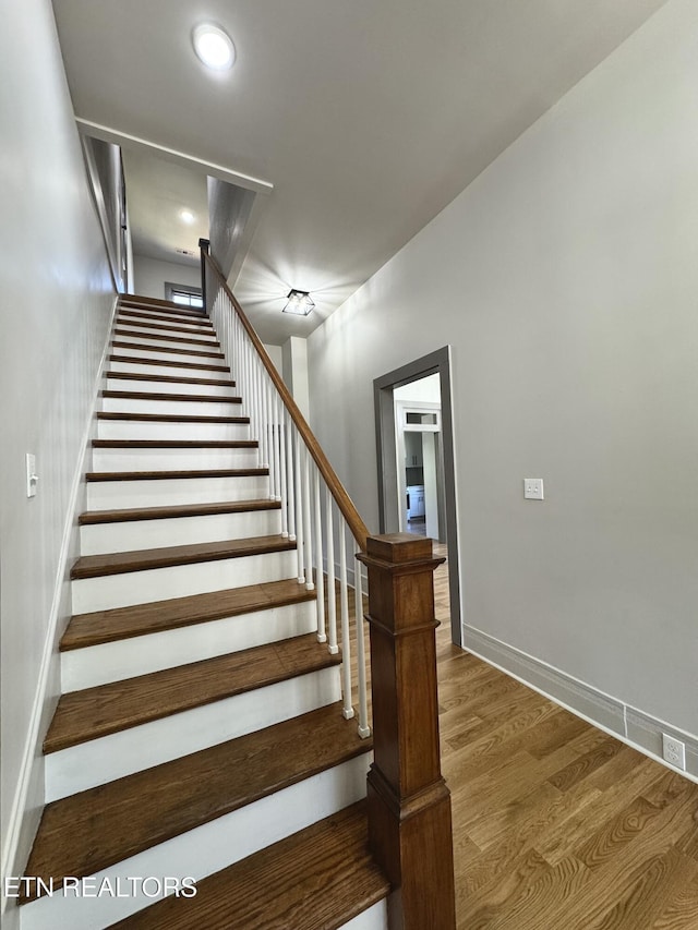 304 Broad St, Sweetwater, TN 37874 - stairway featuring recessed lighting, baseboards, and wood finished floors