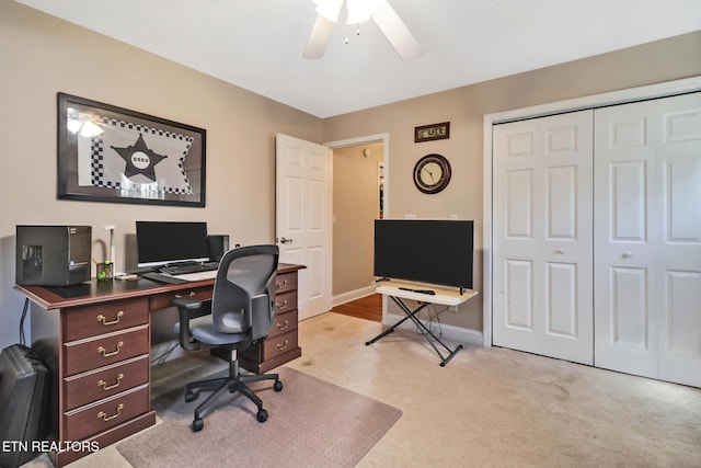 10 Claremont Cir, Fairfield Glade, TN 38558 - office with carpet floors, baseboards, and ceiling fan