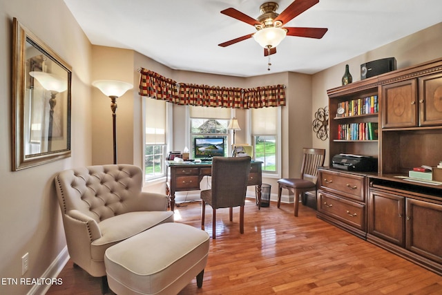 10 Claremont Cir, Fairfield Glade, TN 38558 - office featuring light wood-style floors, baseboards, and ceiling fan
