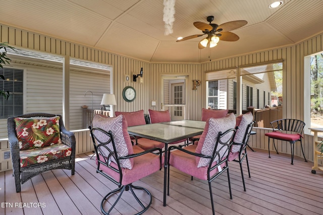 10 Claremont Cir, Fairfield Glade, TN 38558 - sunroom / solarium featuring a ceiling fan and outdoor dining area
