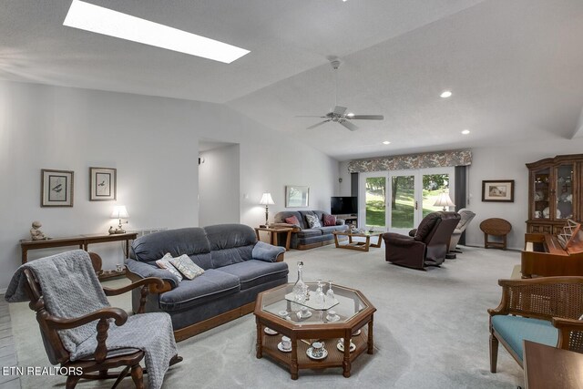 212 Tooweka Ln, Loudon, TN 37774 - living area featuring carpet floors, lofted ceiling, a ceiling fan, and recessed lighting