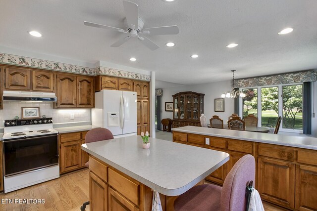 212 Tooweka Ln, Loudon, TN 37774 - kitchen with white appliances, under cabinet range hood, light countertops, and recessed lighting