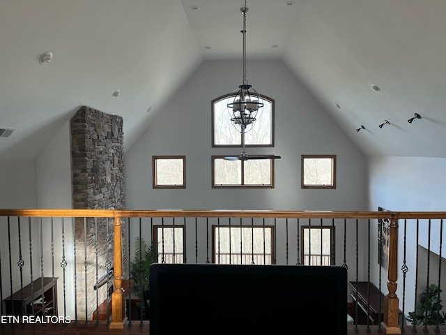 room details with a notable chandelier and visible vents