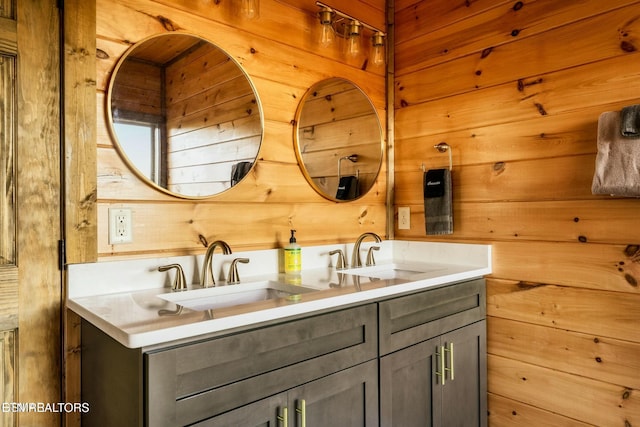 4164 Chamberlain Ln, Sevierville, TN 37862 - full bath with a sink, wood walls, and double vanity