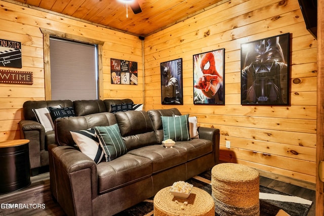 4164 Chamberlain Ln, Sevierville, TN 37862 - home theater with wooden walls, wood ceiling, and wood finished floors