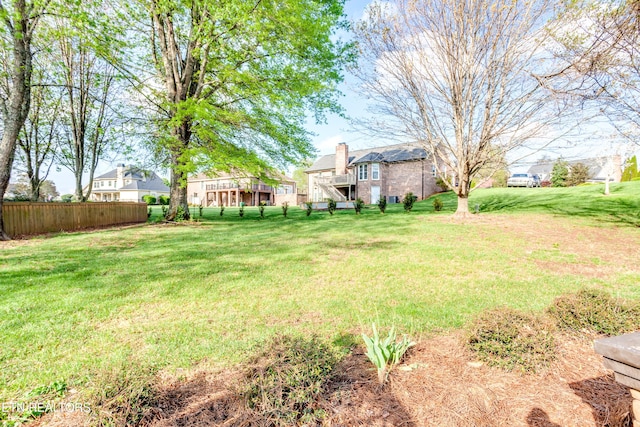 view of yard featuring a residential view and fence