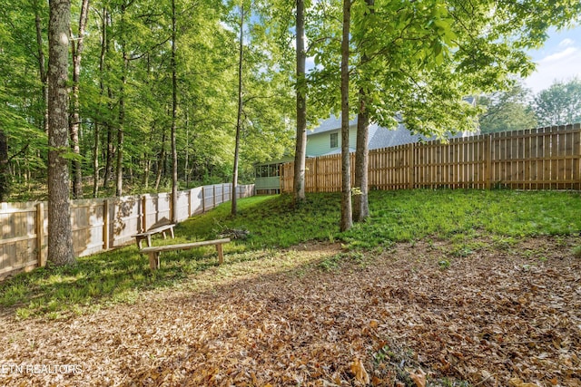 view of yard featuring a fenced backyard