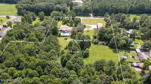 drone / aerial view with a forest view