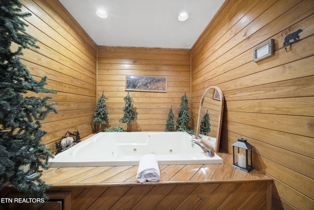 1348 N Baden Cir, Gatlinburg, TN 37738 - bathroom with wood walls and a tub with jets