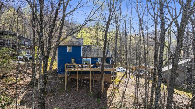 1348 N Baden Cir, Gatlinburg, TN 37738 - back of property with a wooden deck and a shingled roof