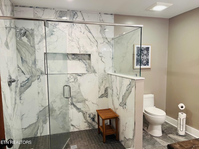 8405 Washington Pike, Corryton, TN 37721 - bathroom featuring marble finish floor, a marble finish shower, and toilet