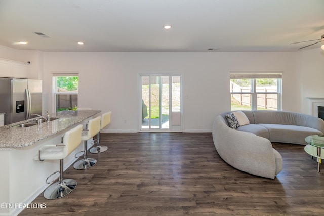 2740 Red Barn Rd, Knoxville, TN 37931 - living area with a healthy amount of sunlight, baseboards, dark wood finished floors, and recessed lighting