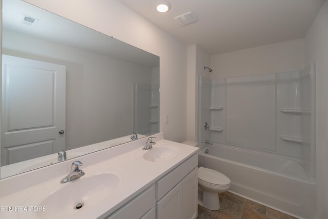 2740 Red Barn Rd, Knoxville, TN 37931 - full bath featuring double vanity, visible vents, a sink, and toilet