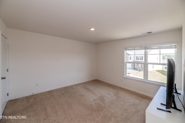 2740 Red Barn Rd, Knoxville, TN 37931 - unfurnished office with visible vents, baseboards, recessed lighting, and light colored carpet