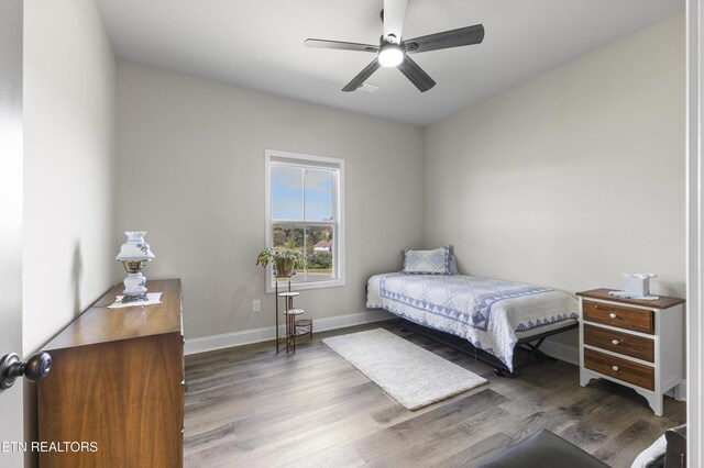 2718 Vista Meadows Ln, Sevierville, TN 37876 - bedroom with baseboards, ceiling fan, and wood finished floors