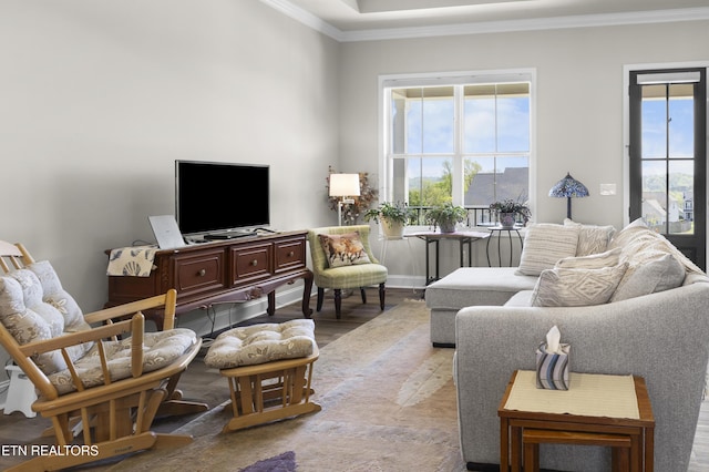 2718 Vista Meadows Ln, Sevierville, TN 37876 - living area with crown molding and wood finished floors