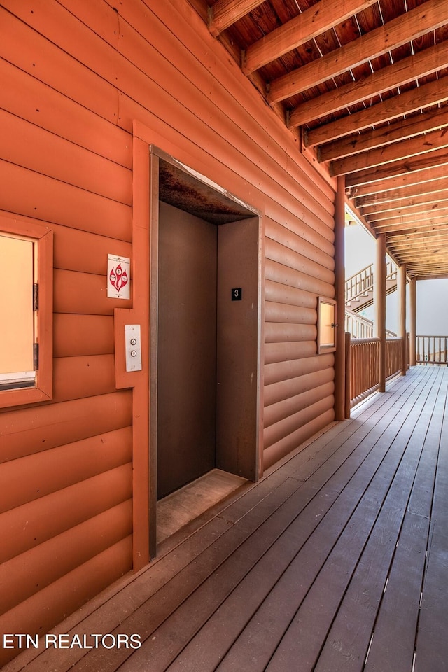 deck with elevator