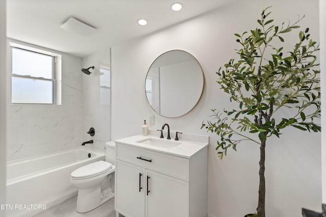 5911 Roberts Rd, Corryton, TN 37721 - bathroom with tile patterned floors, vanity,  shower combination, toilet, and recessed lighting