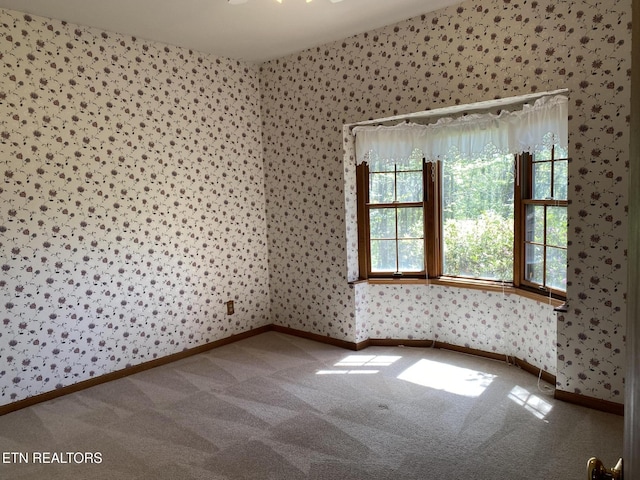 118 Mohawk Rd, Oak Ridge, TN 37830 - empty room with wallpapered walls, baseboards, and carpet floors