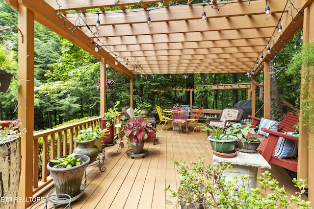 118 Mohawk Rd, Oak Ridge, TN 37830 - wooden terrace with a pergola and outdoor dining space