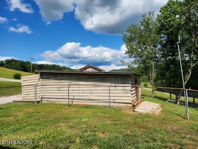 view of outdoor structure featuring fence
