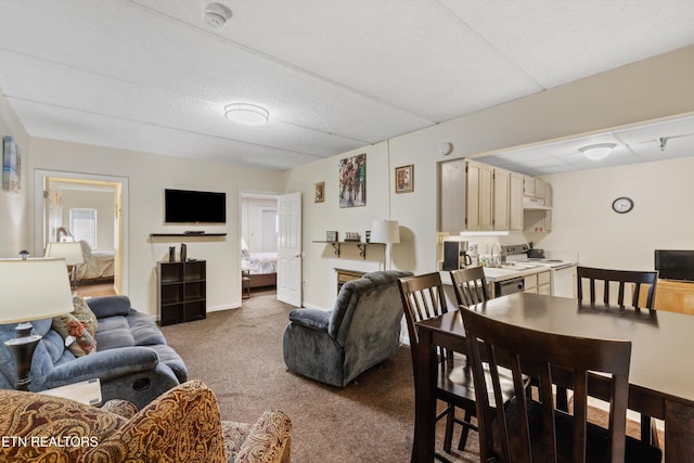 view of carpeted living area