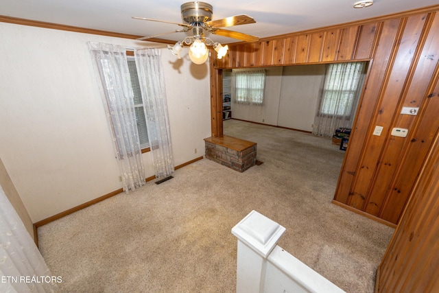 285 Telford St, Alcoa, TN 37701 - interior space featuring visible vents, baseboards, a ceiling fan, and light carpet