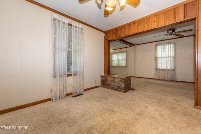 285 Telford St, Alcoa, TN 37701 - unfurnished room with carpet flooring, a ceiling fan, and crown molding