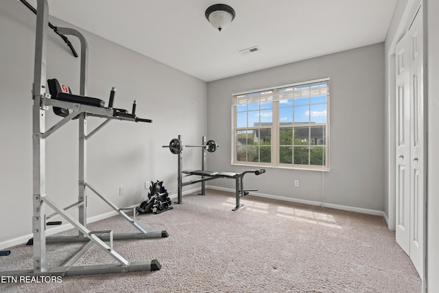 7300 Slippery Rock Ln, Knoxville, TN 37931 - exercise room with carpet, visible vents, and baseboards