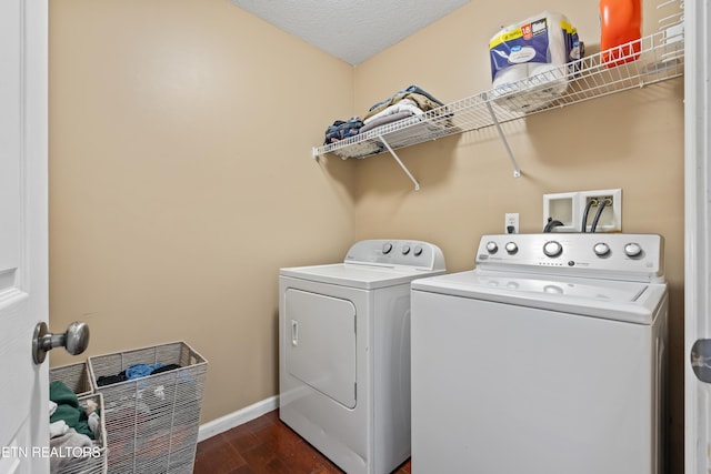 7300 Slippery Rock Ln, Knoxville, TN 37931 - laundry room with baseboards, independent washer and dryer, laundry area, and dark wood-style flooring