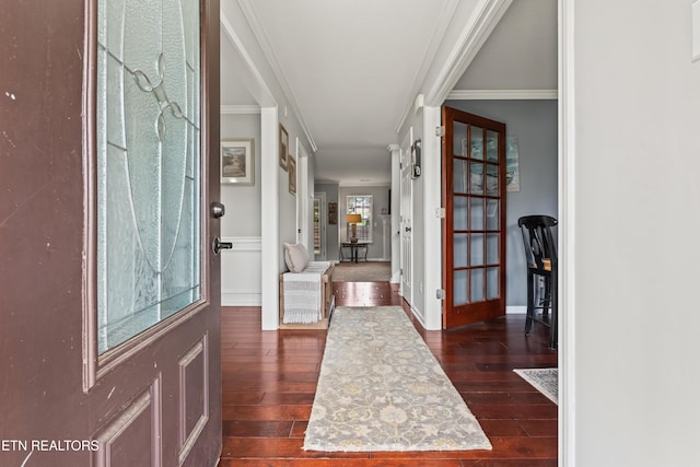 7300 Slippery Rock Ln, Knoxville, TN 37931 - entrance foyer with baseboards, dark wood-style flooring, and crown molding