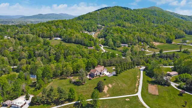 300 Lowe Rd, Huntsville, TN 37756 - birds eye view of property with a forest view and a mountain view