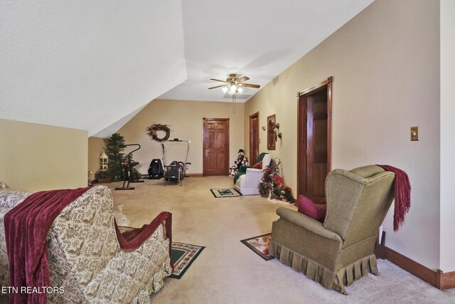 300 Lowe Rd, Huntsville, TN 37756 - living room featuring carpet floors, baseboards, and ceiling fan