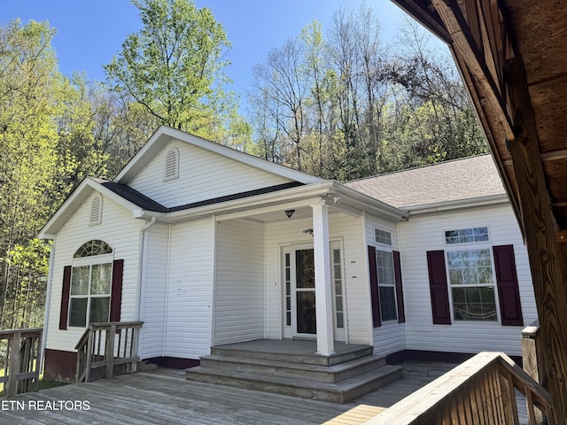 337 Costner Rd, Cosby, TN 37722 - exterior space with a shingled roof and covered porch