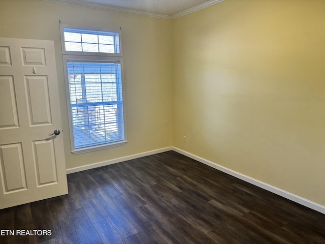 337 Costner Rd, Cosby, TN 37722 - spare room featuring ornamental molding, baseboards, visible vents, and dark wood finished floors