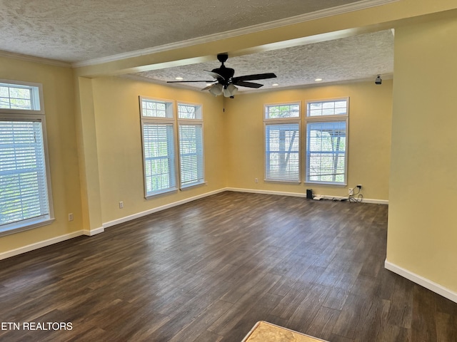 337 Costner Rd, Cosby, TN 37722 - spare room with a textured ceiling, crown molding, dark wood-style floors, and baseboards