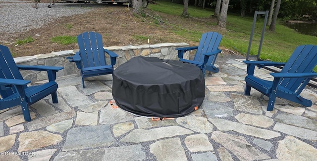 view of patio featuring a grill