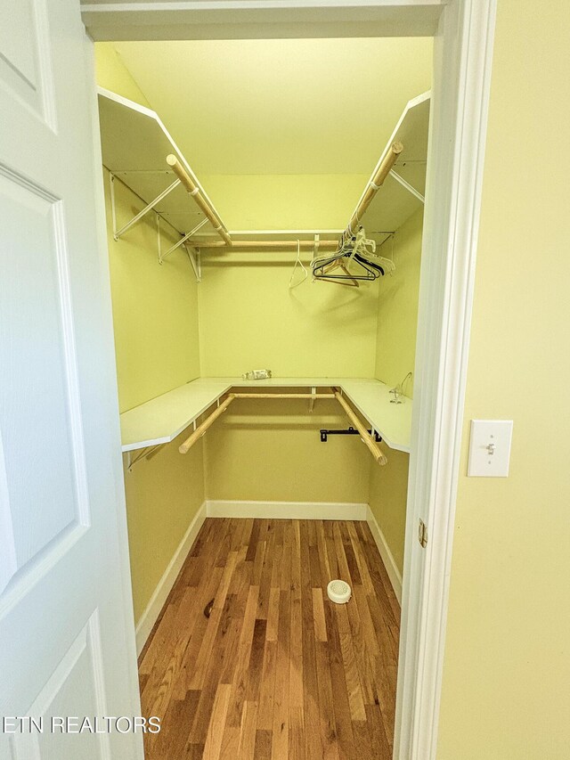 spacious closet with wood finished floors