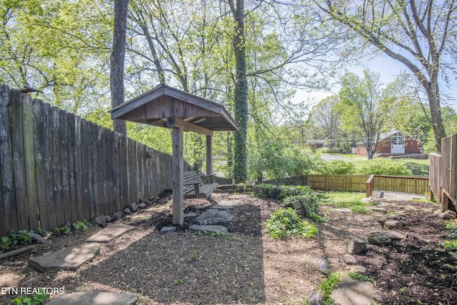 view of yard featuring a fenced backyard
