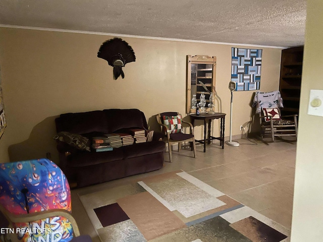 430 Buell Ln, Speedwell, TN 37870 - living room featuring a textured ceiling and ornamental molding